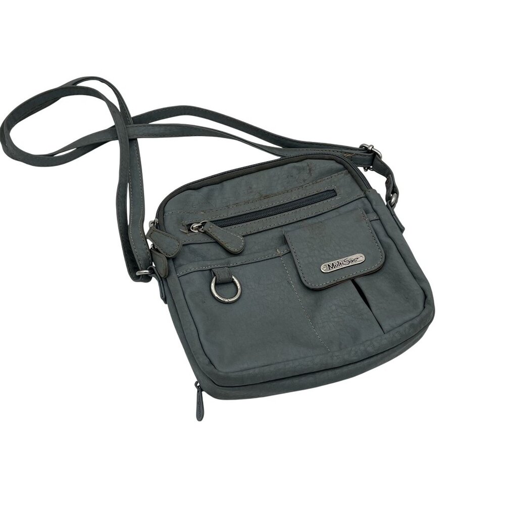MultiSac Gray Crossbody Purse With Multiple Compartments & Adjustable Strap